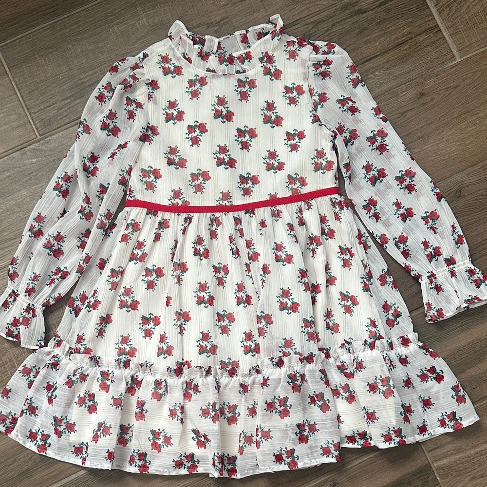 Janie and Jack Floral White and Red Kids Dress